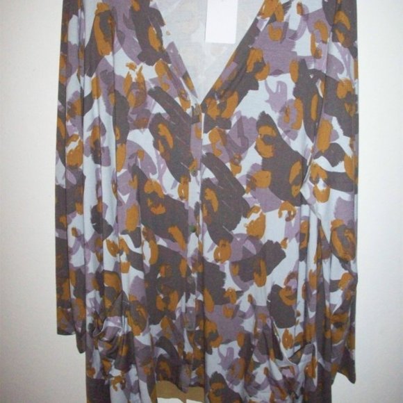 LOGO by Lori Goldstein Sweaters - LOGO by Lori Goldstein Rayon Button  Cardigan 2X N